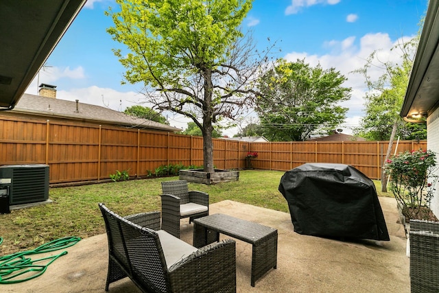 view of patio / terrace with cooling unit and grilling area