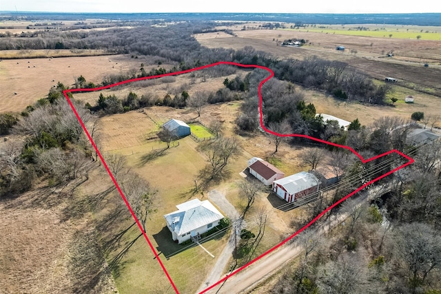 bird's eye view featuring a rural view