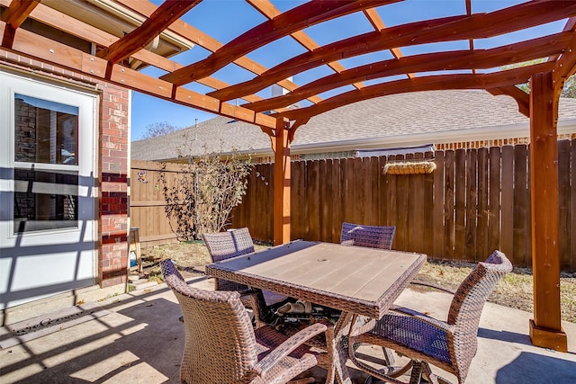 view of patio / terrace featuring a pergola