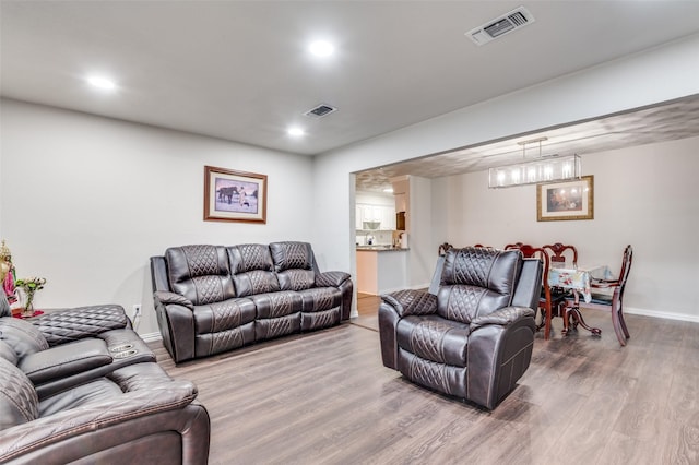 living room featuring hardwood / wood-style floors