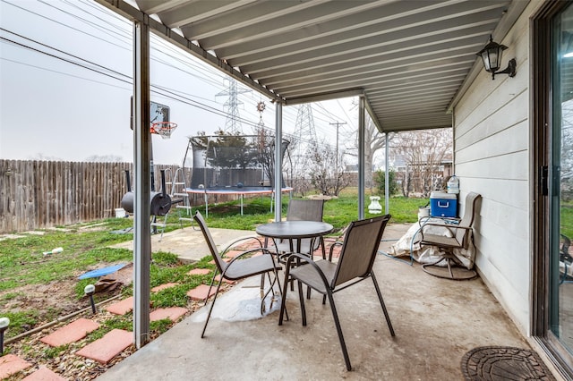 view of patio with a trampoline