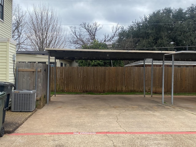 view of car parking featuring a carport