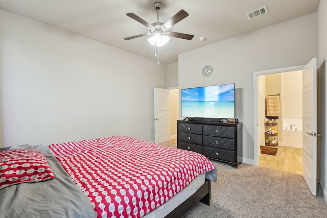 bedroom featuring carpet and ceiling fan