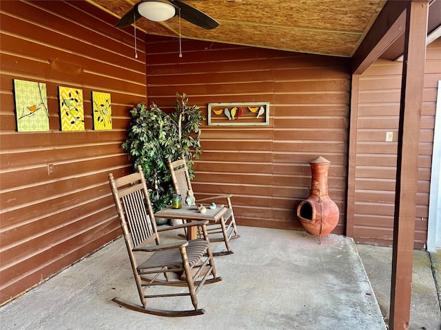 view of patio / terrace featuring ceiling fan