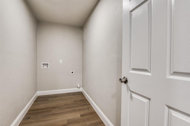 laundry area featuring dark wood-type flooring, washer hookup, and hookup for an electric dryer