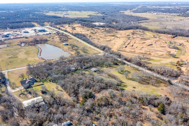 drone / aerial view with a water view and a rural view