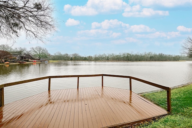 view of dock featuring a deck with water view