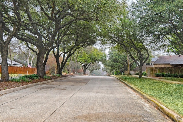 view of street with curbs