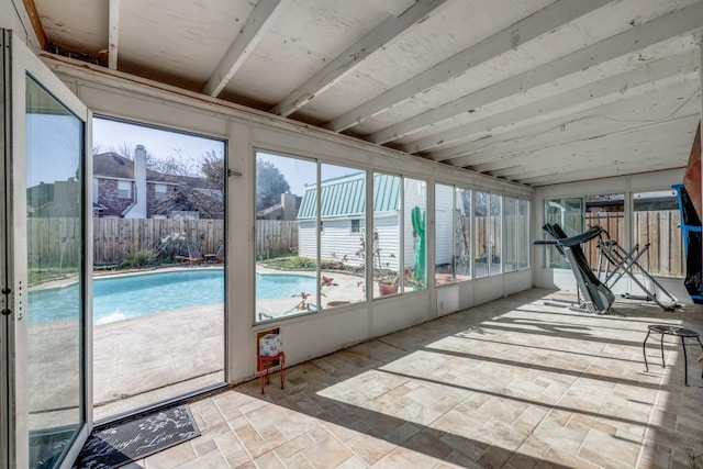 view of unfurnished sunroom