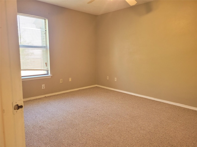 empty room featuring ceiling fan and carpet floors