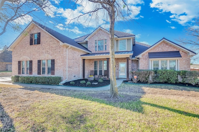 front of property featuring a front yard and covered porch