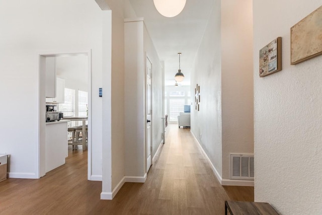 corridor featuring wood-type flooring