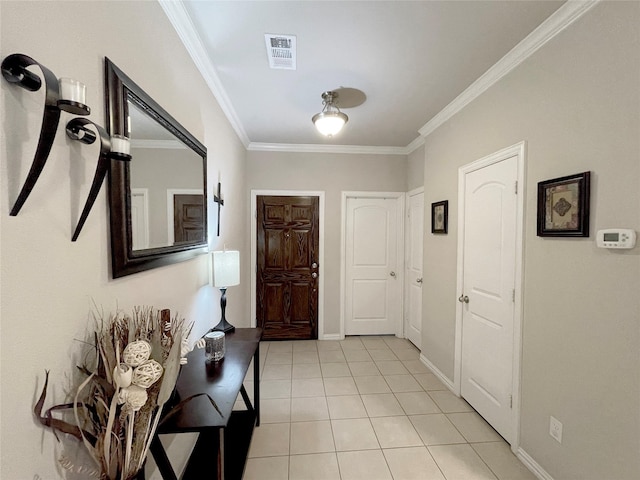 4155 Nia Dr, Irving, TX 75038 - entryway with ornamental molding, light tile patterned floors, and baseboards