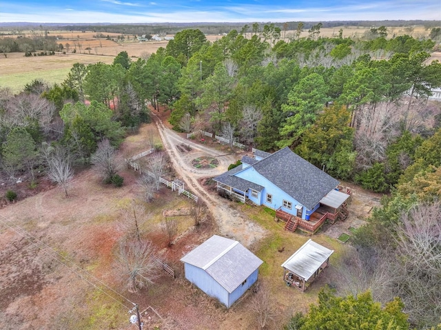 aerial view featuring a rural view