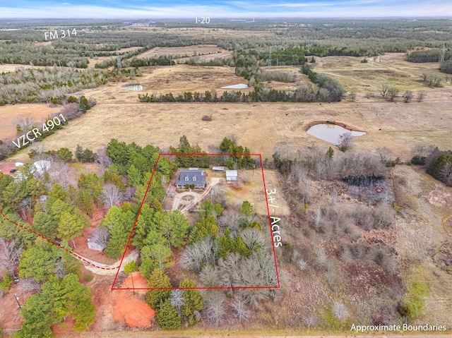 aerial view with a rural view