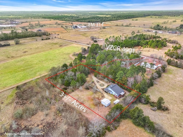 aerial view with a rural view