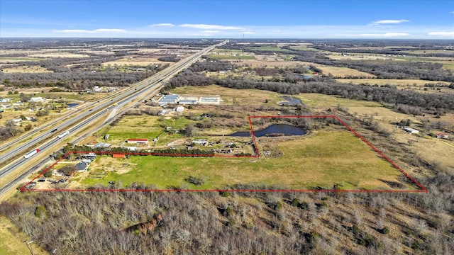 aerial view featuring a rural view