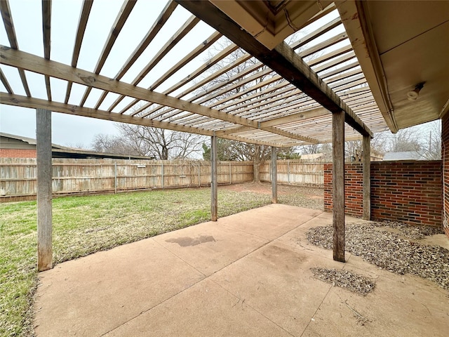 view of patio featuring a pergola