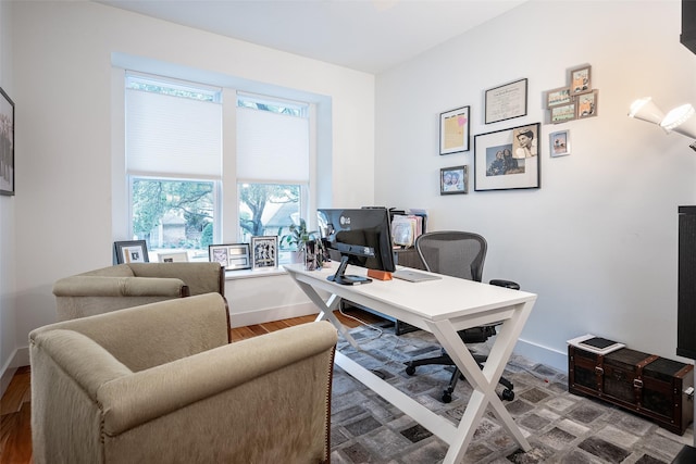 office space featuring hardwood / wood-style floors