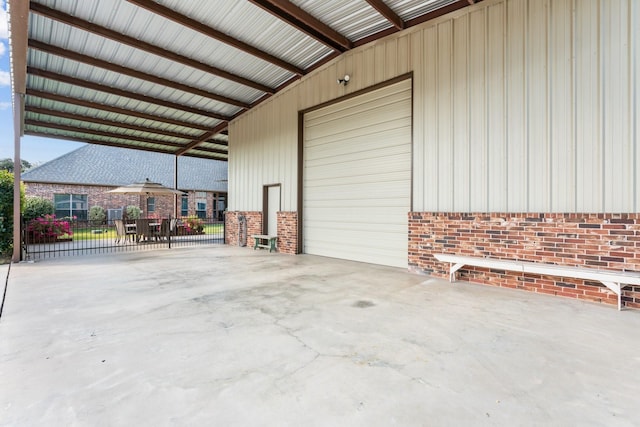 view of patio / terrace with a garage