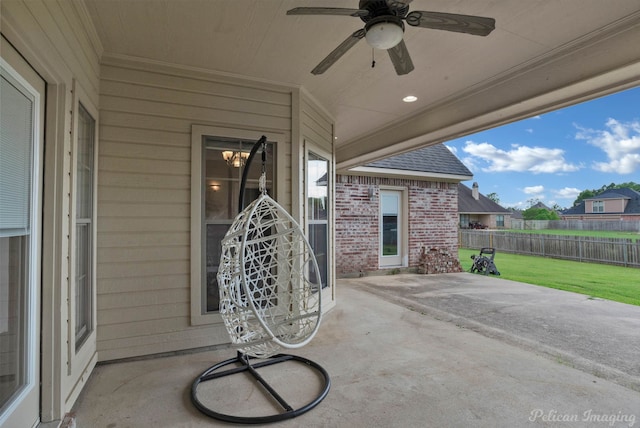 view of patio with ceiling fan