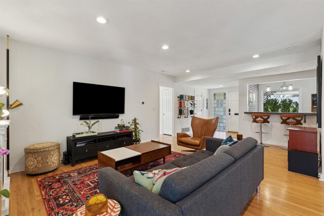 living room featuring light hardwood / wood-style flooring