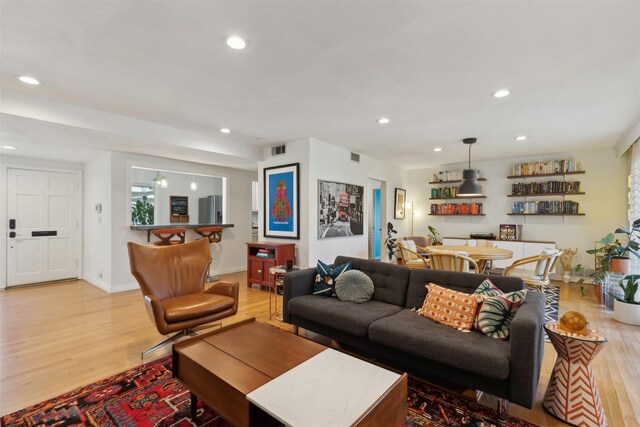 living room featuring light hardwood / wood-style floors