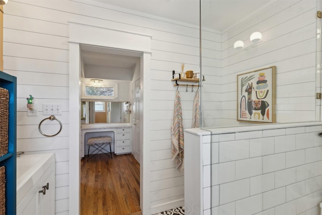 bathroom with wood finished floors