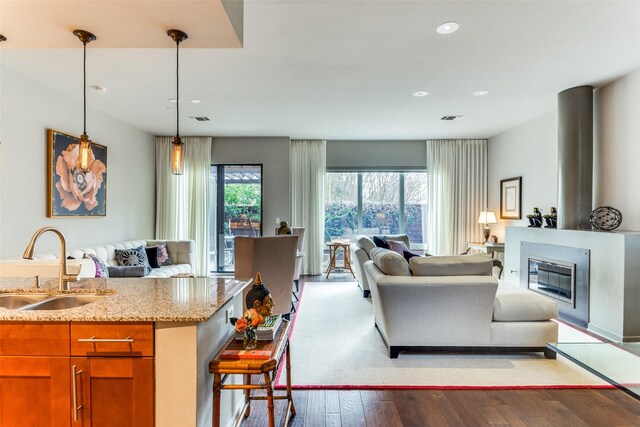 dining space featuring dark hardwood / wood-style floors