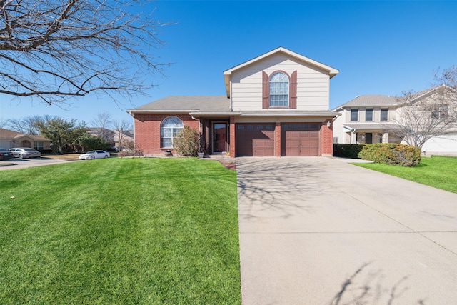 front of property featuring a garage and a front lawn