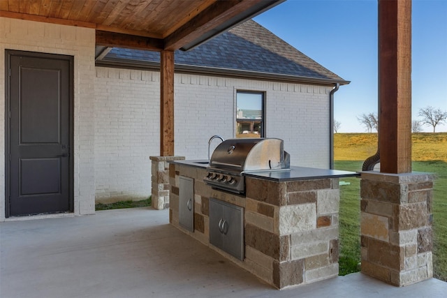 view of patio / terrace featuring a grill and exterior kitchen