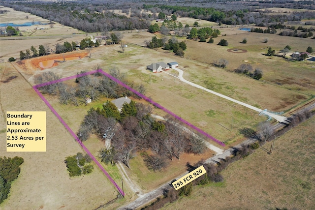 aerial view with a rural view