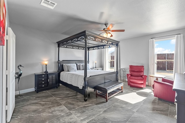 bedroom featuring ceiling fan