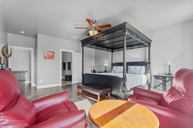 bedroom featuring ceiling fan