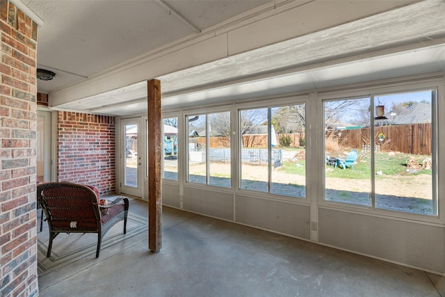 view of unfurnished sunroom