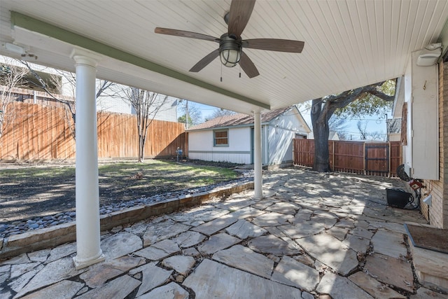 view of patio with ceiling fan