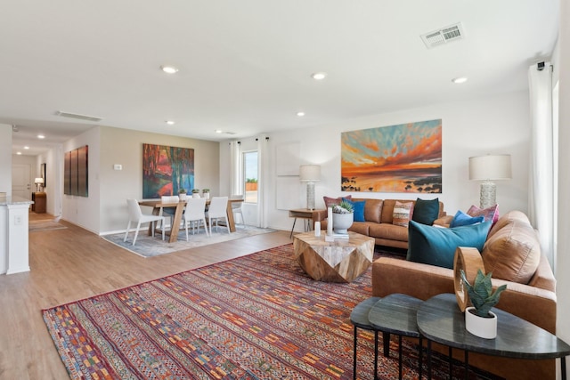 living room featuring light hardwood / wood-style floors