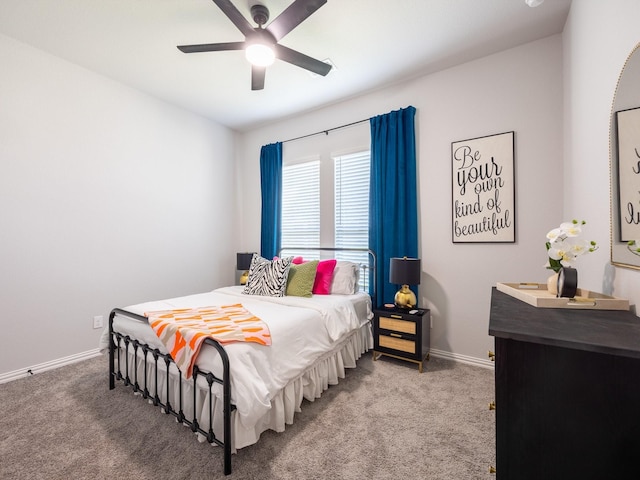 bedroom with carpet floors and ceiling fan