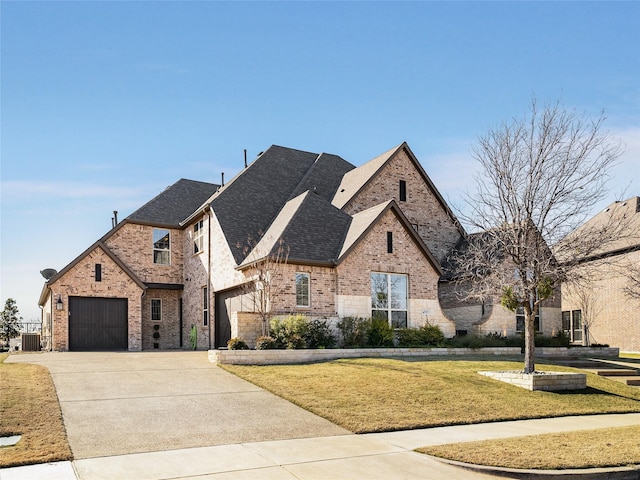 view of front of property featuring a front lawn and central air condition unit