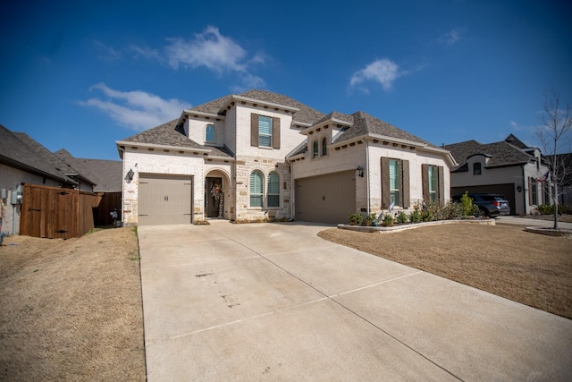 french country style house featuring a front lawn