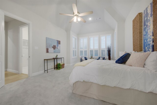 2813 Garrison Dr, Melissa, TX 75454 - carpeted bedroom featuring lofted ceiling, baseboards, ceiling fan, and recessed lighting