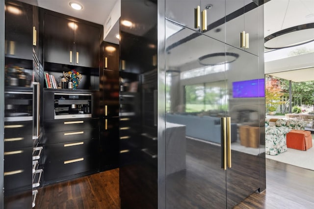 interior space with dark wood-type flooring