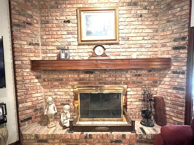 interior details featuring a fireplace