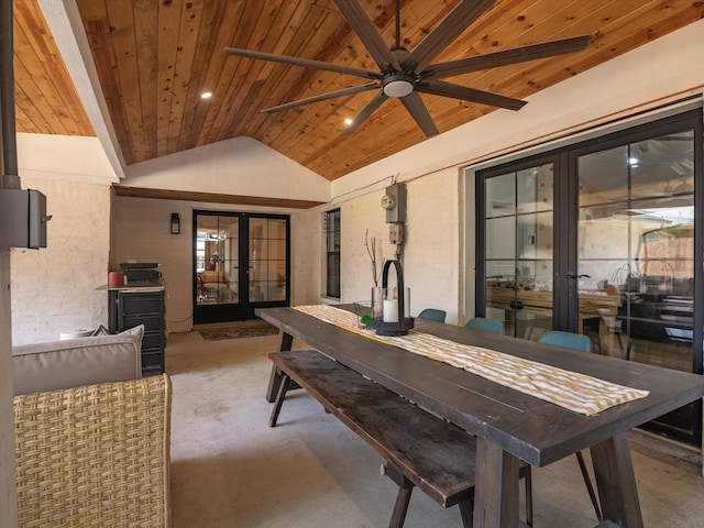 view of patio with french doors and ceiling fan