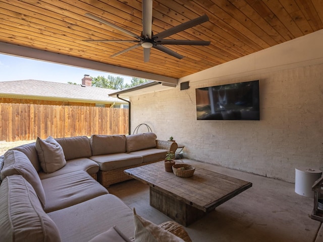 view of patio / terrace with an outdoor living space and ceiling fan