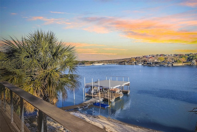 view of dock featuring a water view