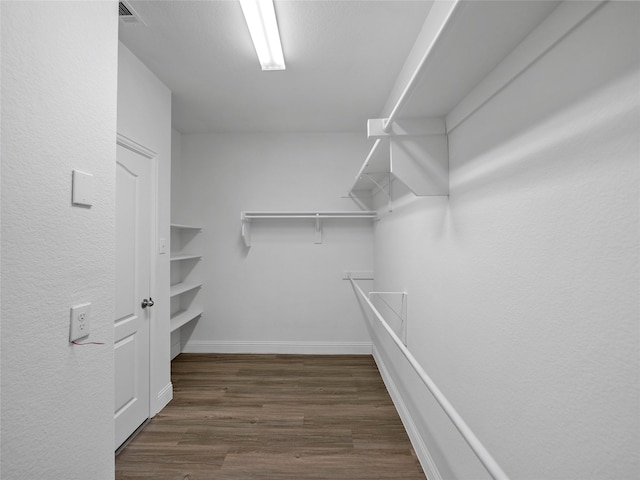 walk in closet featuring dark hardwood / wood-style floors