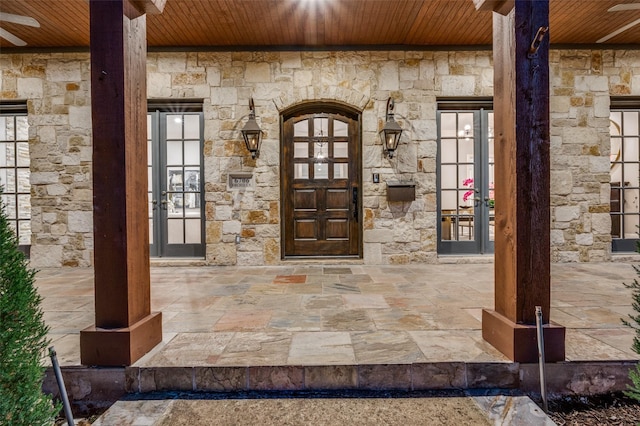 view of exterior entry with french doors