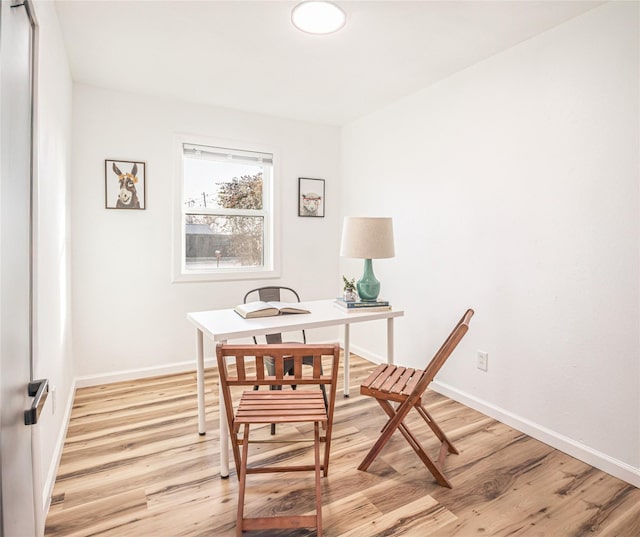 office area featuring light hardwood / wood-style floors