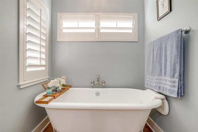 bathroom featuring a washtub and plenty of natural light